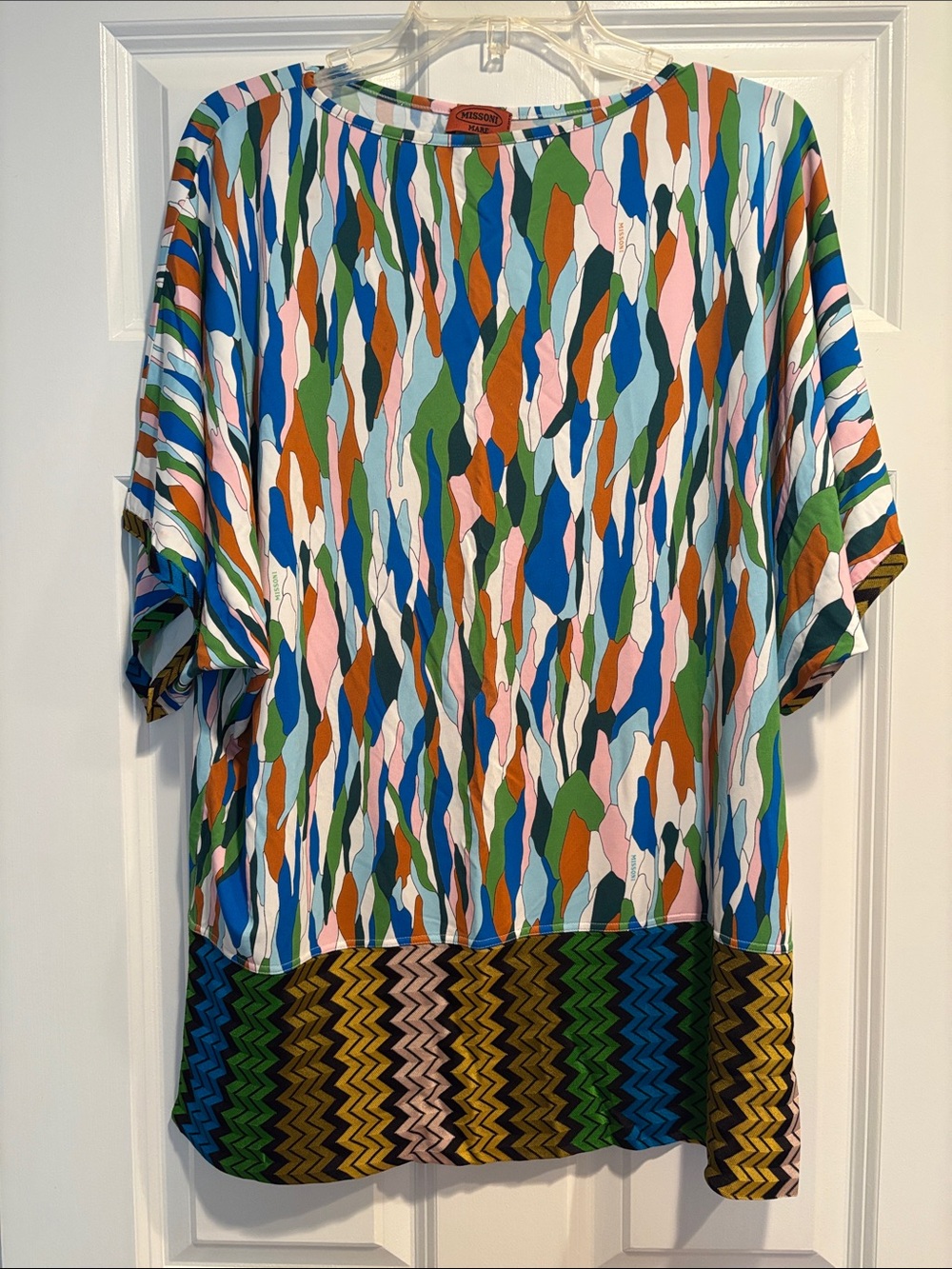 Missoni Mare Multicolor Abstract Short-Sleeve Flowy Blouse